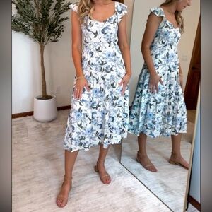 Baltic Born Blue Floral Linen Summer Dress